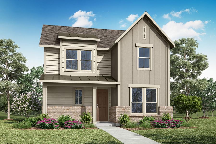 Representative exterior photo of a completed home built from the Walker by Tri Pointe Homes in Carriage Collection at Painted Tree, McKinney, TX (Image 19).
