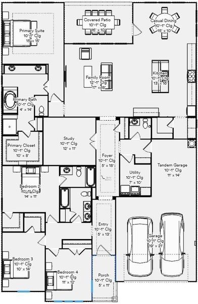 2D floor plan layout of this home in , Sealy, TX (Image 2).