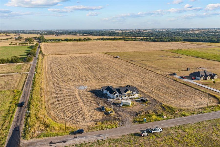Aerial view of sparsely populated area