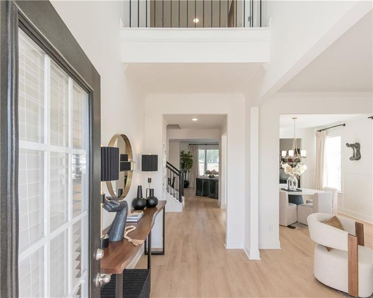 Furnished interior view inside a new home in Clark Farms, Flowery Branch (Image 10). Furnished interior view inside a new home in Clark Farms, Flowery Branch (Image 10).