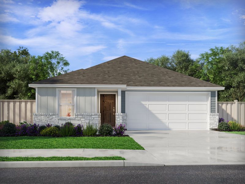 Representative exterior photo of a completed home built from the The Briscoe (820) by Meritage Homes in Creekfall, Burnet, TX (Image 1). Representative exterior photo of a completed home built from the The Briscoe (820) by Meritage Homes in Creekfall, Burnet, TX (Image 1).