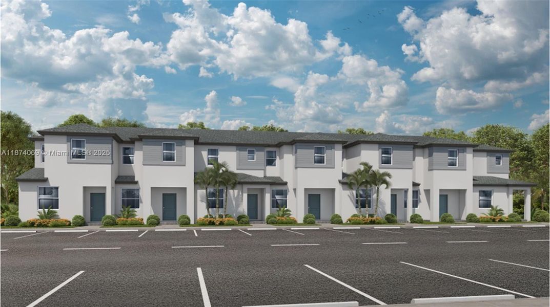 Front exterior of a new home in Villas De San Diego, Miami, FL, highlighting curb appeal (Image 1). Front exterior of a new home in Villas De San Diego, Miami, FL, highlighting curb appeal (Image 1).