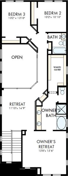 2D floor plan layout of this home in The Retreat at Harvest, Argyle, TX (Image 3).