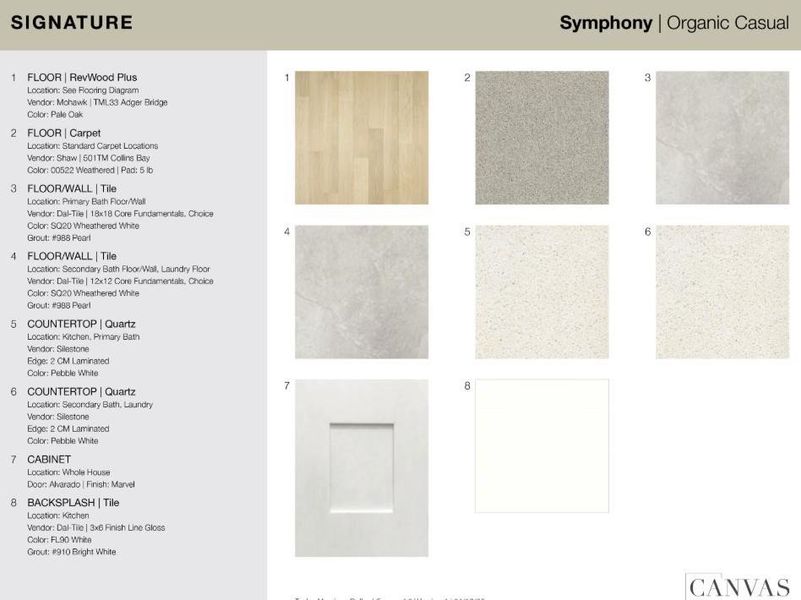1704 Ambrosia Road design selections. Home is currently under construction and selections are subject to change.