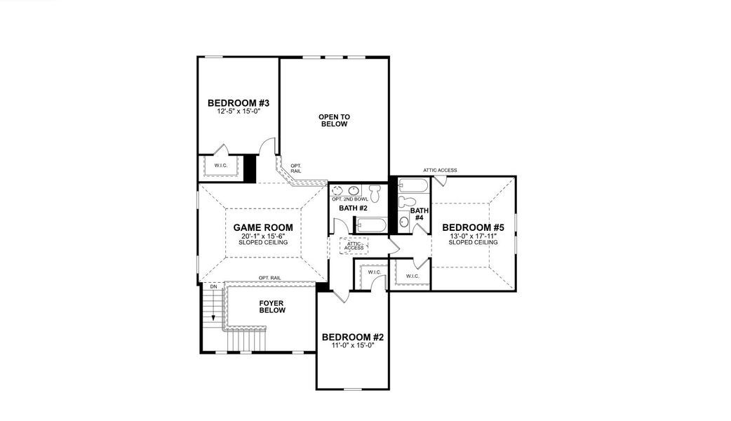 2D floor plan layout for the Zacate Dc by M/I Homes in Berryknoll, Montgomery, TX (Image 4).