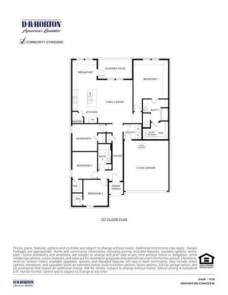 2D floor plan layout of this home in Waverly Estates, Josephine, TX (Image 3).