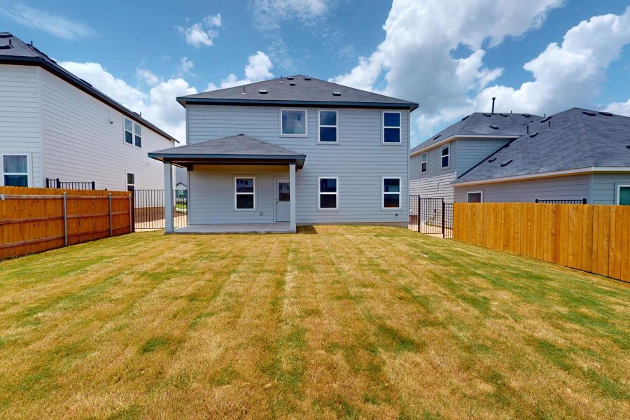Exterior details and patio area of a home in Cascades at Onion Creek, Austin (Image 3). Exterior details and patio area of a home in Cascades at Onion Creek, Austin (Image 3).