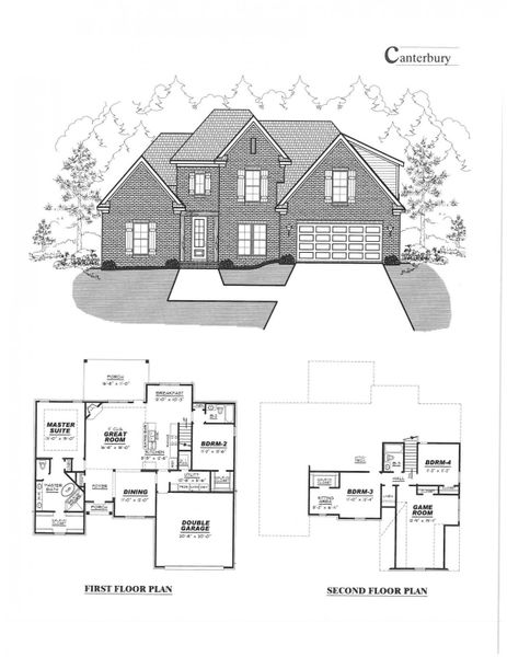 2D floor plan layout for the Canterbury by Grant Homes LLC in Valleybrook, Oakland, TN (Image 4).
