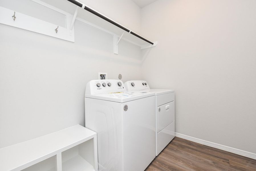 Your spacious utility room offers ample room for dual laundry appliances, with room for welcomed storage, up and down. Your spacious utility room offers ample room for dual laundry appliances, with room for welcomed storage, up and down.