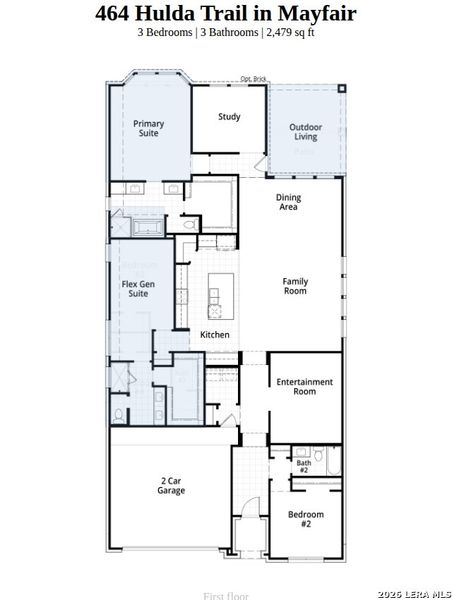 2D floor plan layout of this home in Mayfair, New Braunfels, TX (Image 4).
