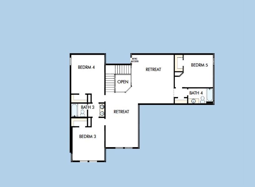 2D floor plan layout for the The Meadows by David Weekley Homes in Prairieland Village 60' Homesites, Cypress, TX (Image 5).