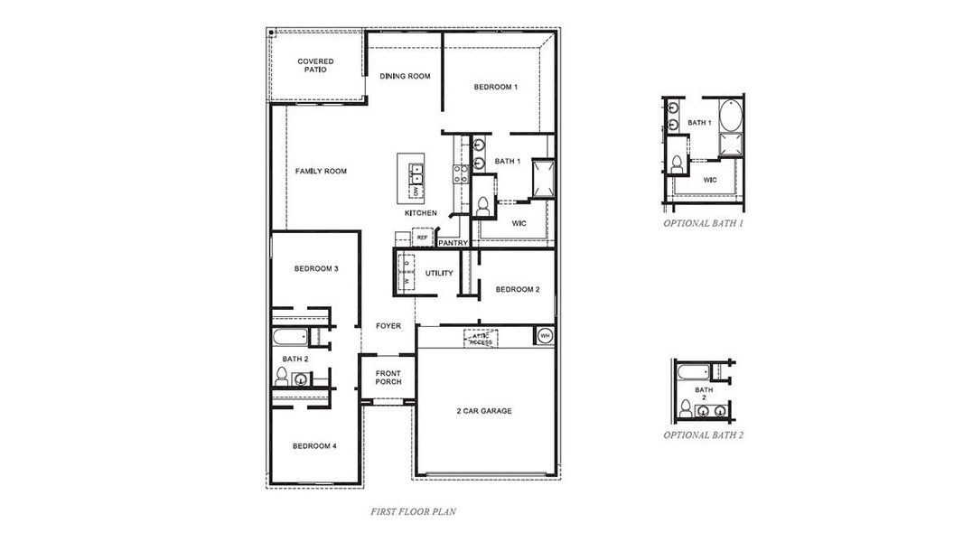 2D floor plan layout for the HUNTSVILLE by D.R. Horton in Tamarron, Brookshire, TX (Image 3).