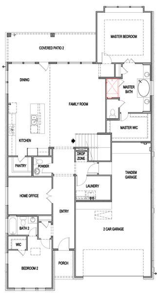 2D floor plan layout of this home in Foxbrook, Cibolo, TX (Image 2).