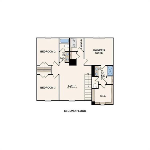 2D floor plan layout of this home in Union Heights, Flowery Branch, GA (Image 3).
