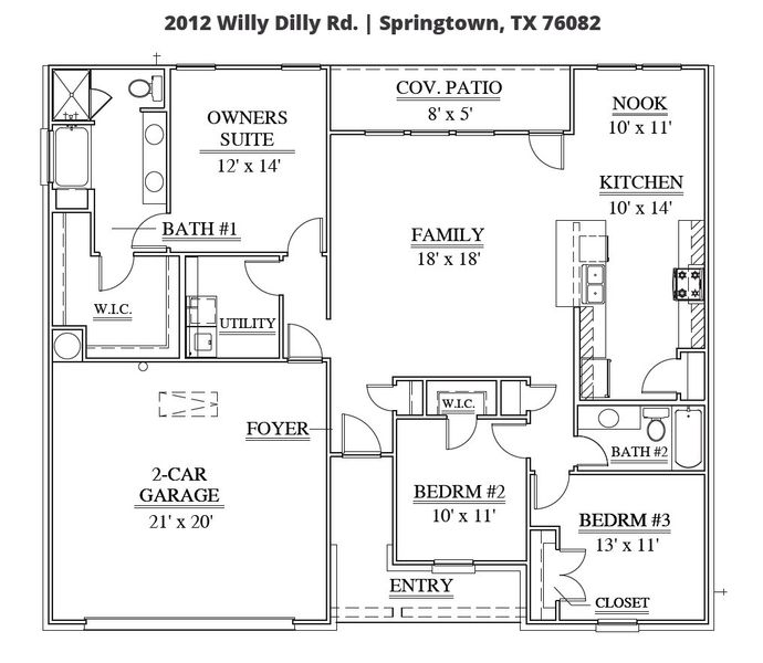 2D floor plan layout of this home in Gatlin Ranch, Springtown, TX (Image 2). 2D floor plan layout of this home in Gatlin Ranch, Springtown, TX (Image 2).