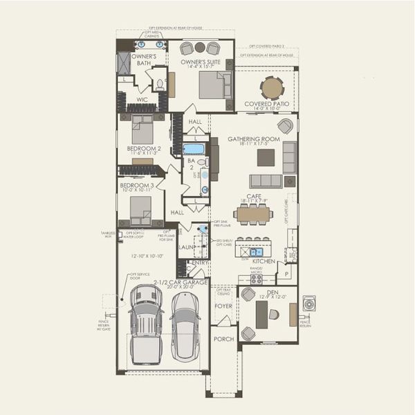 2D floor plan layout of this home in Legado West, Queen Creek, AZ (Image 3).
