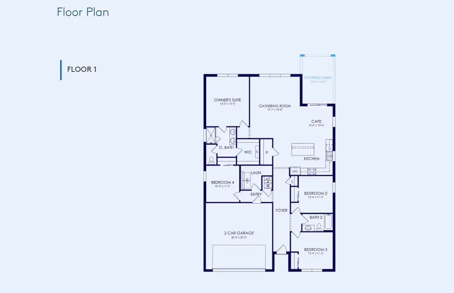 2D floor plan layout of this home in Del Webb Sunchase, Parrish, FL (Image 4). 2D floor plan layout of this home in Del Webb Sunchase, Parrish, FL (Image 4).