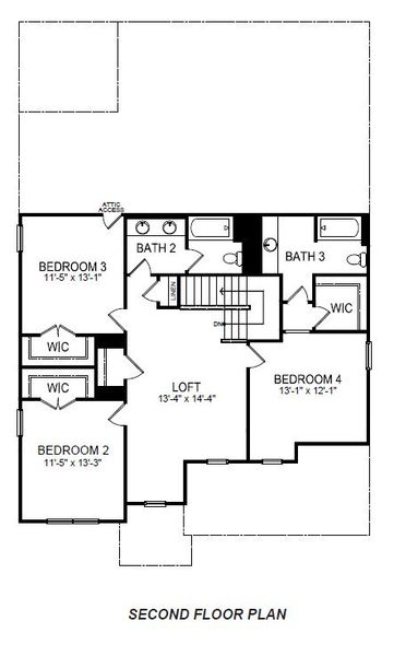 2D floor plan layout for the Windsor by D.R. Horton in Harrison Valley, Simpsonville, SC (Image 4).