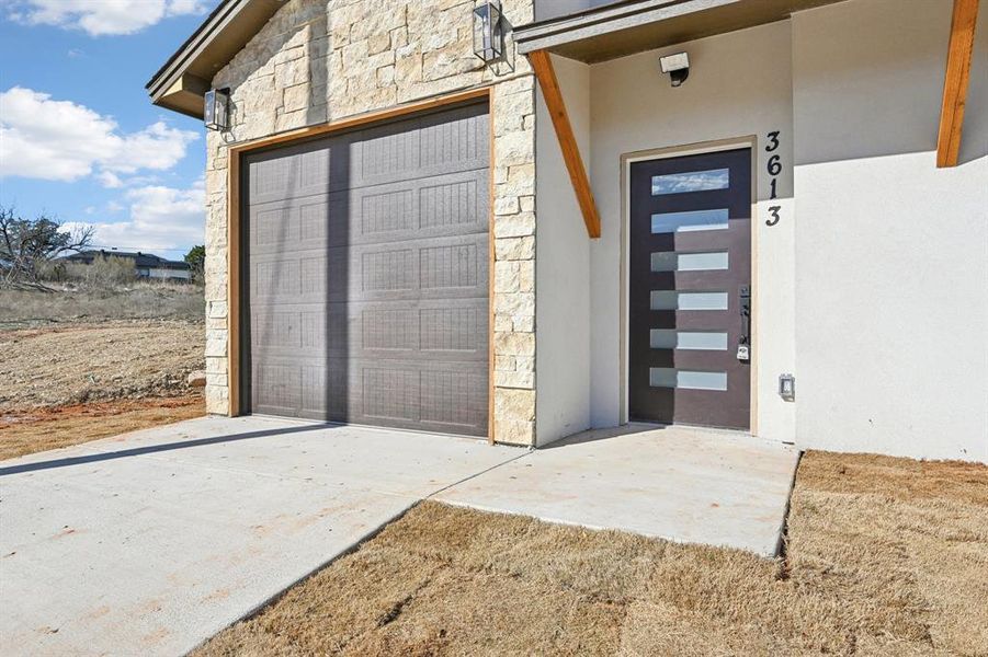 View of detached garage