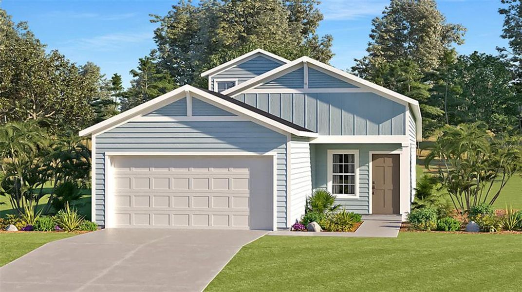 Artist rendering; illustration only; colors, features and garage orientation may differ.