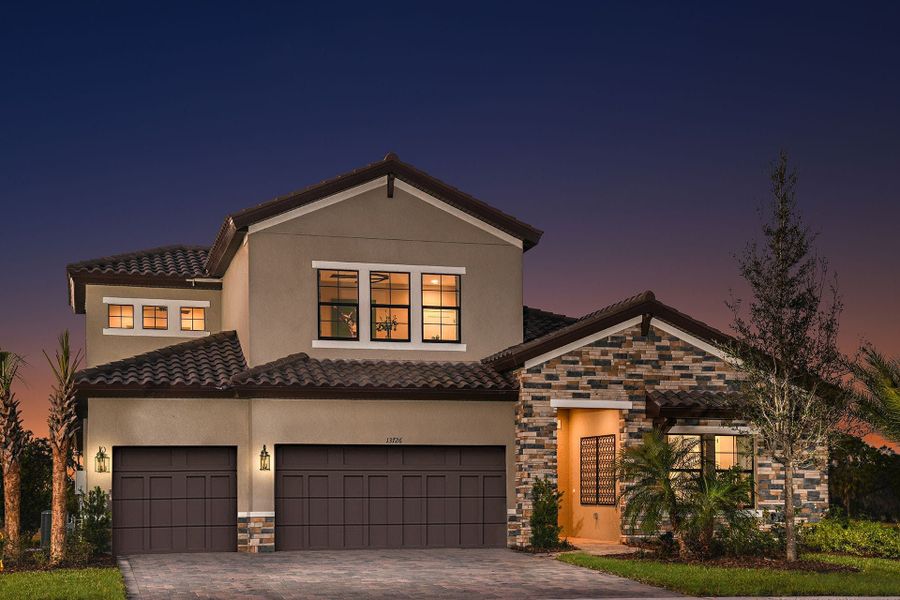 Representative exterior photo of a completed home built from the Islamorada II by Homes by WestBay in Mirada, San Antonio, FL (Image 30).