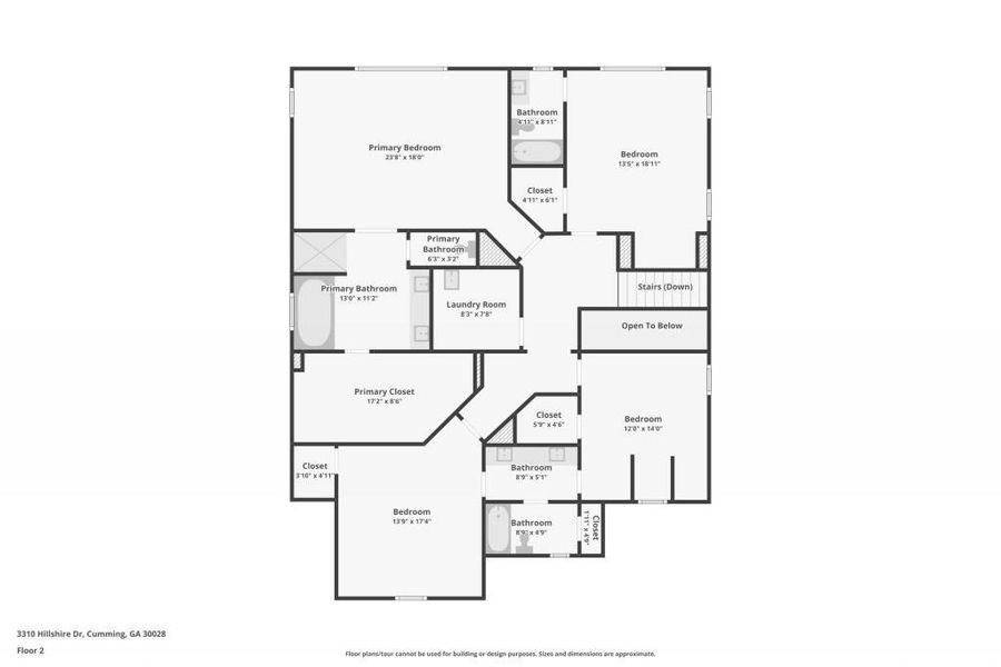 2D floor plan layout of this home in Hillshire, Cumming, GA (Image 5).