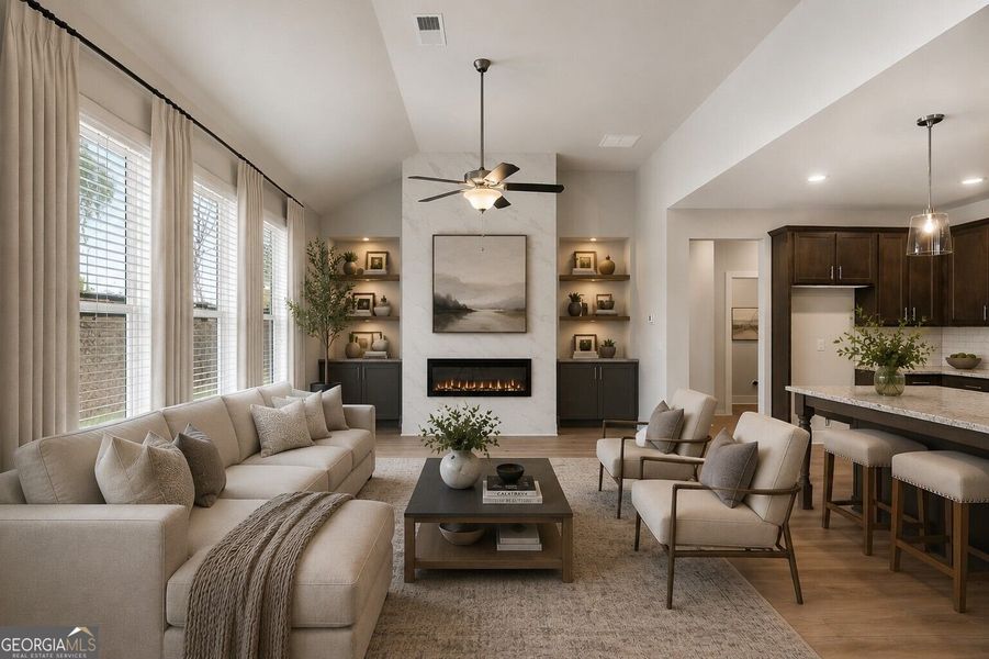 Furnished interior view inside a new home in The Fairways at Mirror Lake, Villa Rica (Image 19). Furnished interior view inside a new home in The Fairways at Mirror Lake, Villa Rica (Image 19).