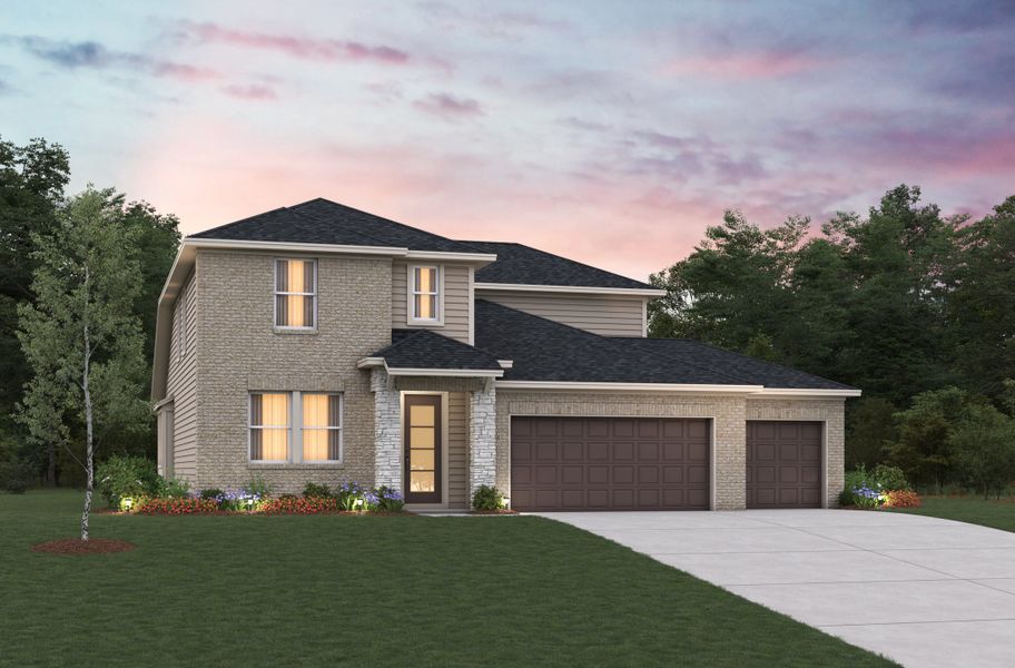 Representative exterior photo of a completed home built from the Cascade by Beazer Homes in Sunrise Cove, Texas City, TX (Image 16). Representative exterior photo of a completed home built from the Cascade by Beazer Homes in Sunrise Cove, Texas City, TX (Image 16).