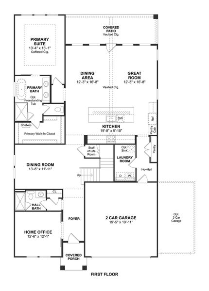 2D floor plan layout for the Santa Fe by K. Hovnanian® Homes in Kreymer at the Park, Wylie, TX (Image 3).