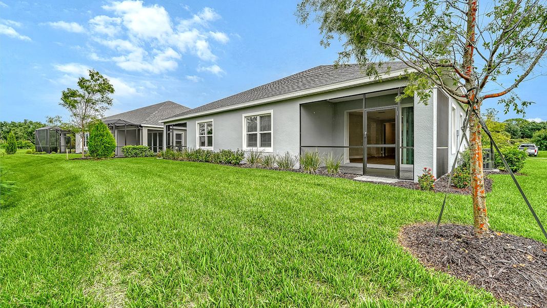Exterior details and patio area of a home in Wildleaf Real Estate and Homes for Sale in Parrish, FL - Neal Communities, Parrish (Image 22).