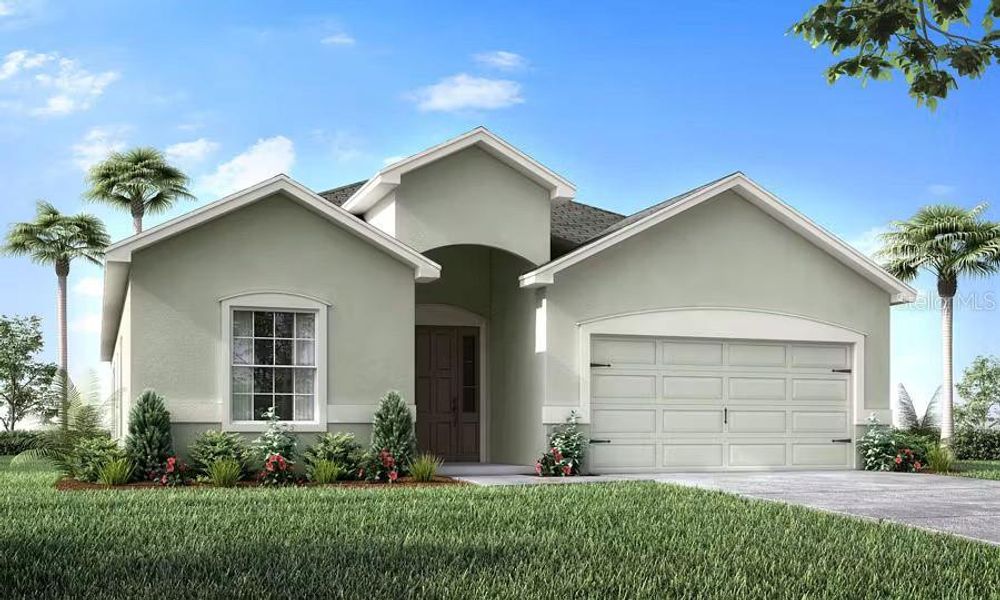Front exterior of a new home in Stonebridge North, Zephyrhills, FL, highlighting curb appeal (Image 1). Front exterior of a new home in Stonebridge North, Zephyrhills, FL, highlighting curb appeal (Image 1).