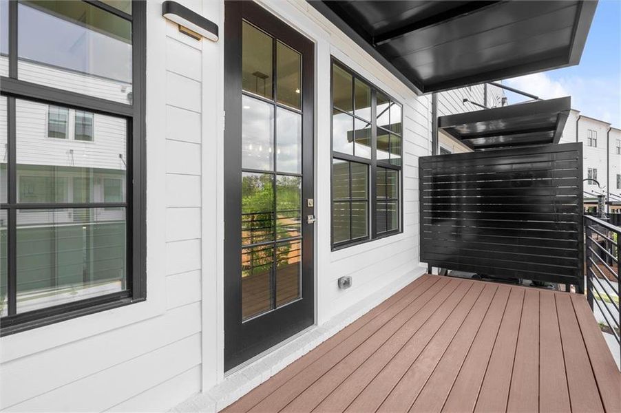 Exterior details and patio area of a home in The Gathering – Alpharetta, Alpharetta (Image 3).