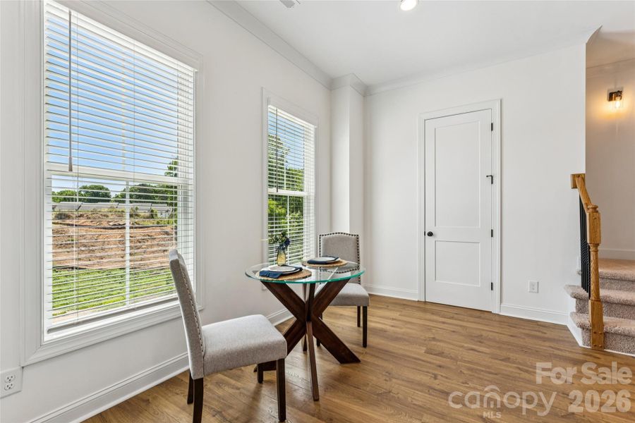 Large windows by dining area