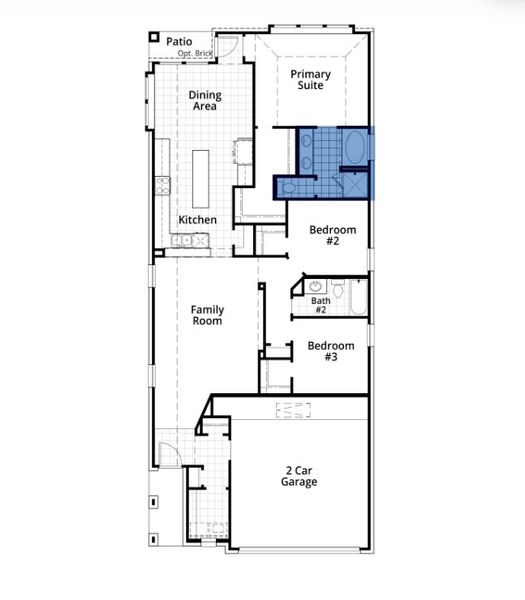 2D floor plan layout for the Corby by Highland Homes in Legacy at Lake Dunlap, New Braunfels, TX (Image 3).