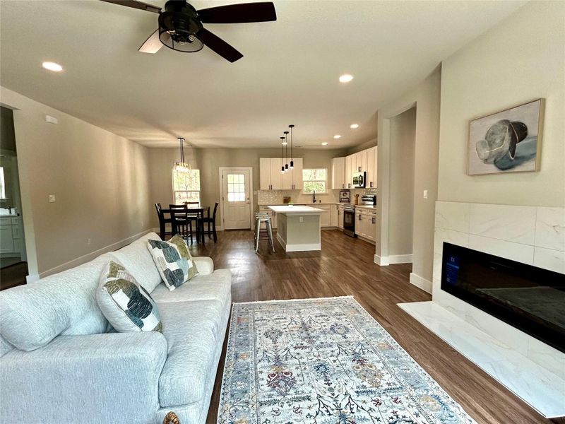 Electric fireplace in the living room. Electric fireplace in the living room.