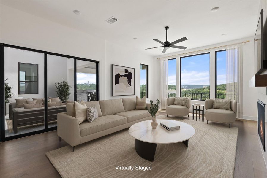 Furnished interior view inside a new home in The Estates at Rough Hollow Vista Ridge, Lakeway (Image 17).