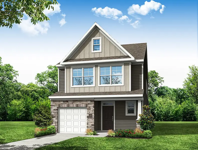 Representative exterior photo of a completed home built from the Patterson by Eastwood Homes in Caldwell Forest, Charlotte, NC (Image 5).