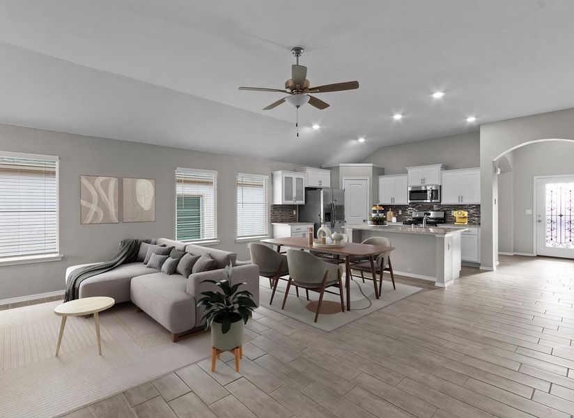 Representative furnished interior of a home built from the Mesilla 1747 SSC by Saratoga Homes in Crossland, El Paso (Image 4).