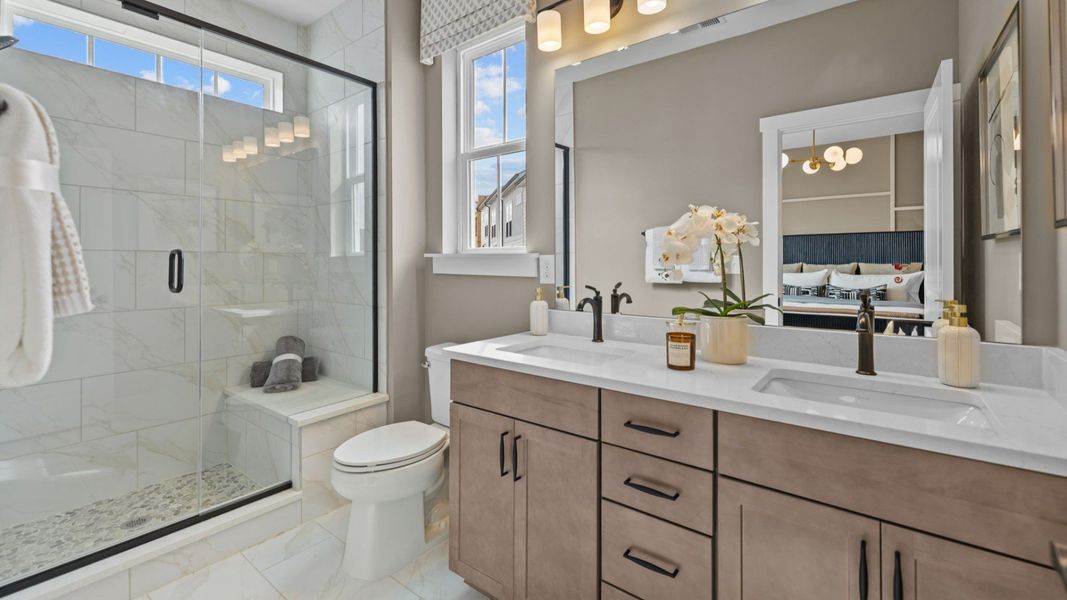The Landon Plan at River District by DRB Homes in Charlotte, NC-  Primary Bathroom