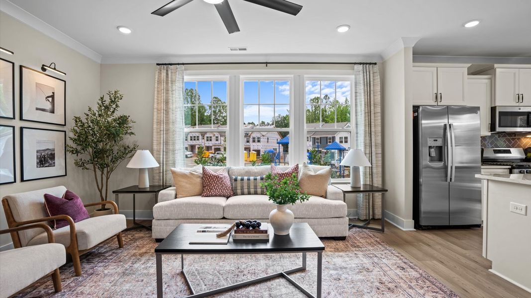 Representative furnished interior of a home built from the Litchfield by DRB Homes in North First Street Townes, Mebane (Image 15).