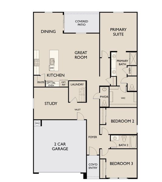 2D floor plan layout for the Larkspur by Ashton Woods in Skyline Village, San Tan Valley, AZ (Image 3).