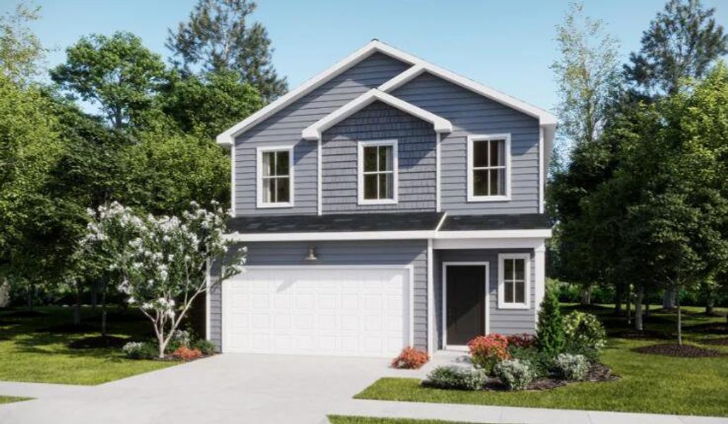 Front exterior of a new home in Lindera Preserve at Cane Bay Plantation: Sabal Collection, Summerville, SC, highlighting curb appeal (Image 1). Front exterior of a new home in Lindera Preserve at Cane Bay Plantation: Sabal Collection, Summerville, SC, highlighting curb appeal (Image 1).