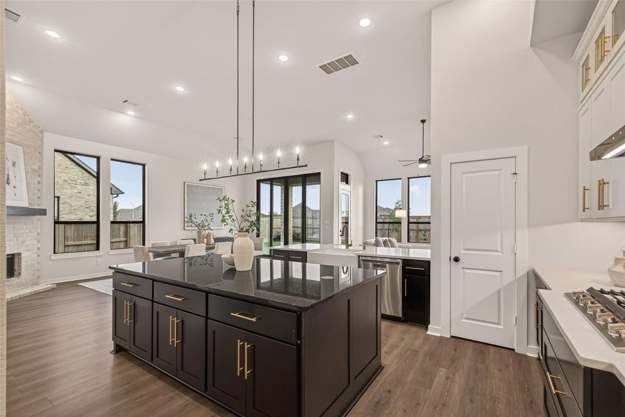A gorgeous kitchen with numerous high-end features and appliances.