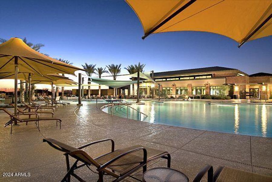 Twilight View of Outdoor Resort Pool