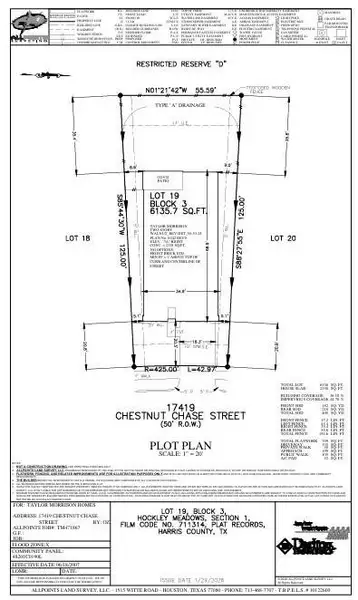 17419 Chestnut Chase Street Preliminary Plot Plan
