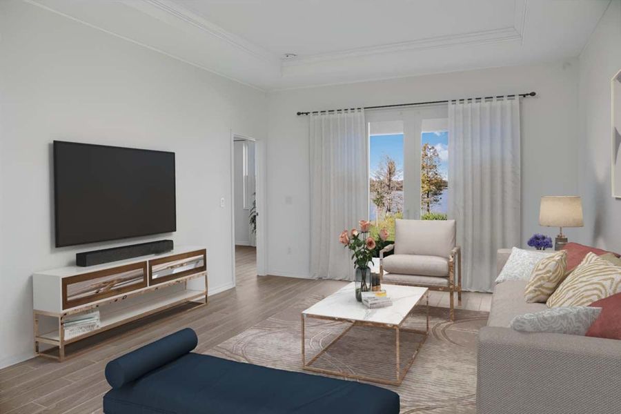 Representative furnished interior of a home built from the Flora by William Ryan Homes in The Sanctuary – Coastal Collection, Punta Gorda (Image 10). Representative furnished interior of a home built from the Flora by William Ryan Homes in The Sanctuary – Coastal Collection, Punta Gorda (Image 10).