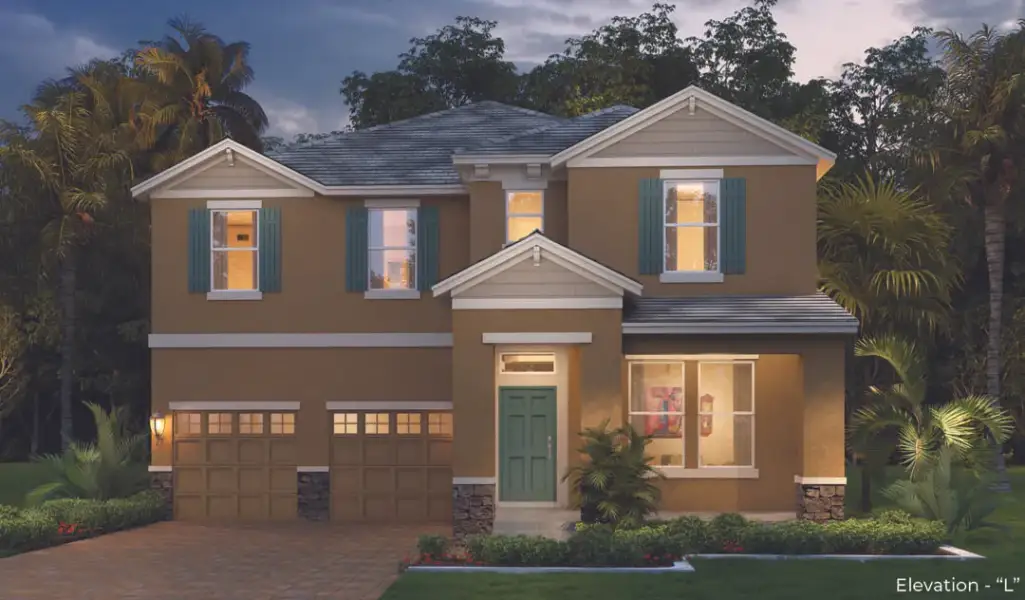 Front exterior of a new home in Waterleigh, Winter Garden, FL, highlighting curb appeal (Image 2).