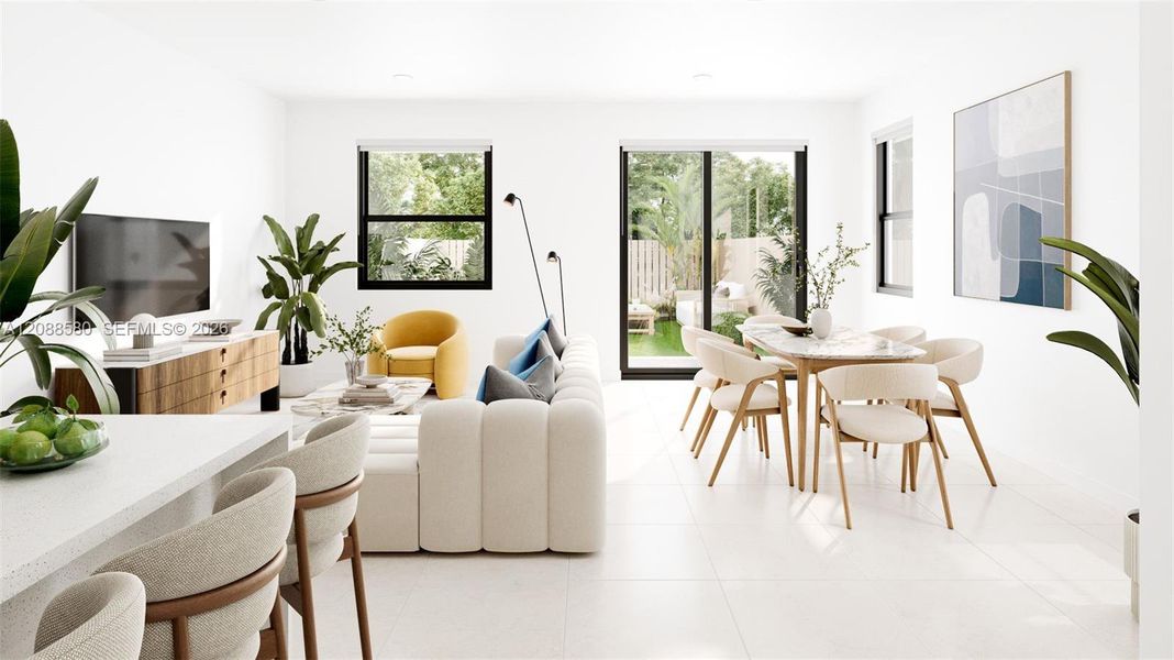 Furnished interior view inside a new home in , Miami (Image 3).