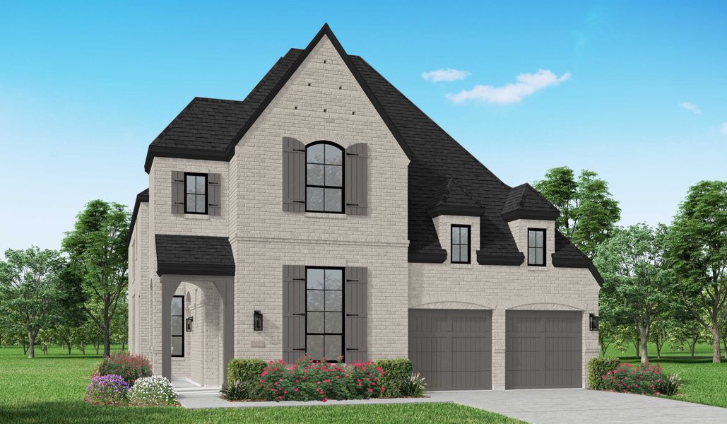 Representative exterior photo of a completed home built from the 566 by Highland Homes in Star Trail, Prosper, TX (Image 21).