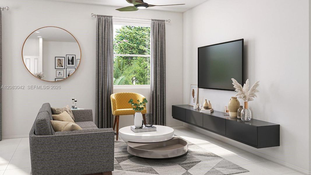 Furnished interior view inside a new home in Solstice, Miami (Image 2).